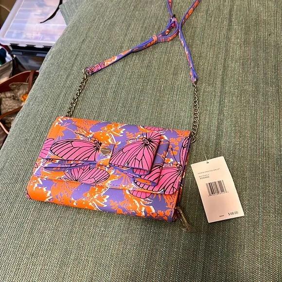 BETSEY Johnson’s Butterflies & Bow Patent Printed Faux Leather Crossbody - Picture 2 of 8